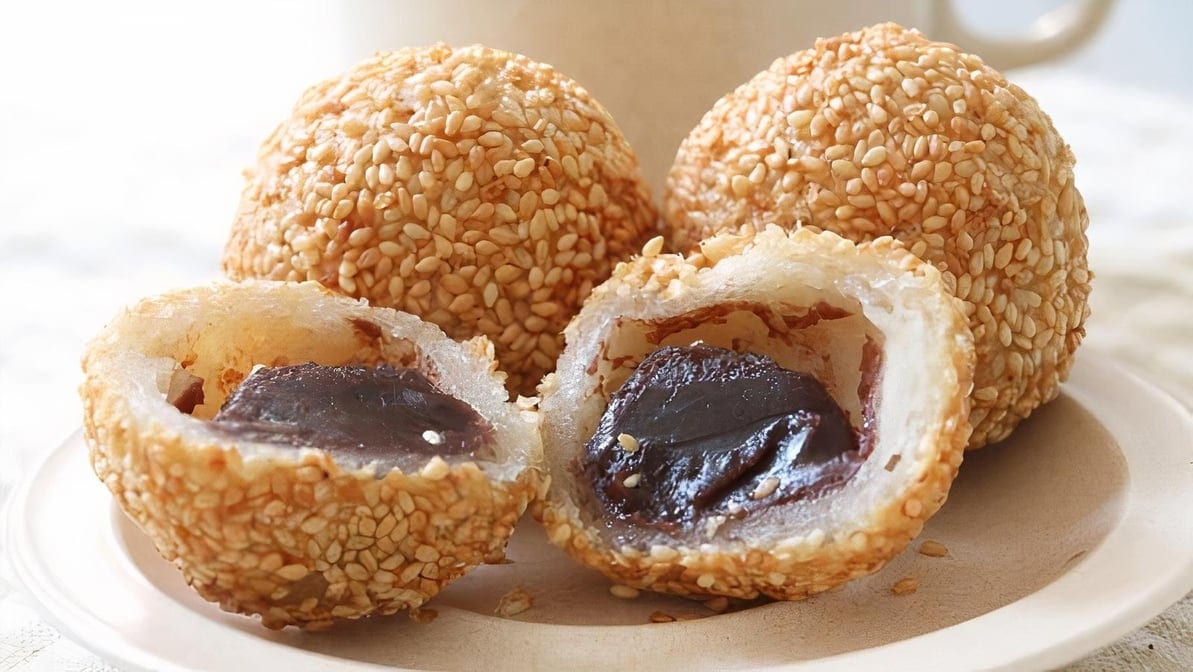 Fried Sesame Ball with Red Bean Paste (3).