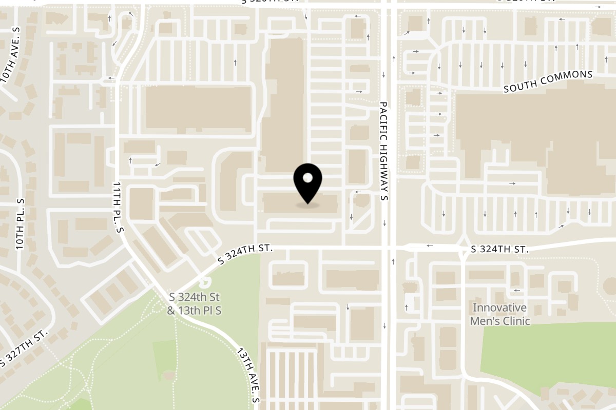Map showing the location of Engimono Ramen on 1426 South 324th St in Federal Way